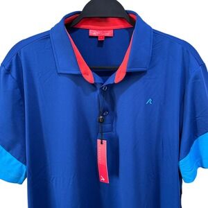 Redvanly Mens Size L Classic Riley Mazarine Blue Golf Tech Polo Shirt